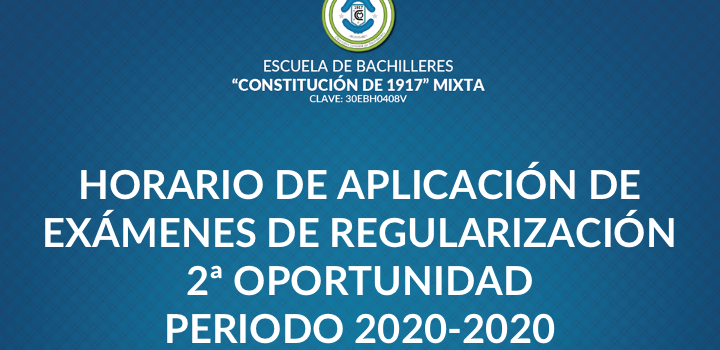 Horario de aplicación de exámenes de regularización R2 | Periodo 2020 – 2020