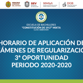 Horario de aplicación de exámenes de regularización R3 | Periodo 2020 – 2020
