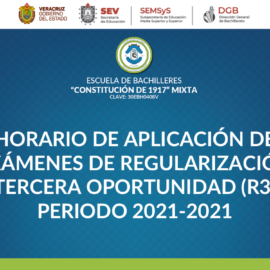 HORARIO DE APLICACIÓN DE EXÁMENES DE REGULARIZACIÓN TERCERA OPORTUNIDAD (R3)